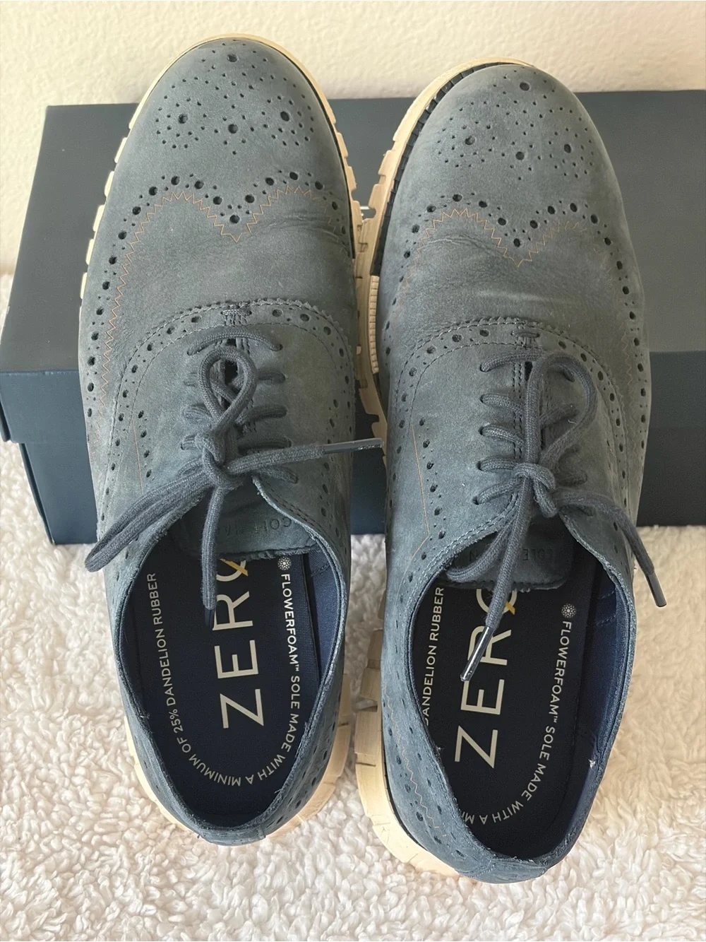 Cole Haan Men’s Navy Blue Nubuck Zerogrand Remastered Wingtip Oxfords Size 9.5M